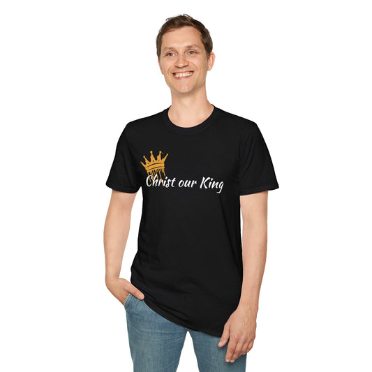 Black Christ Our King shirt Matthew 28:18 featuring crown design and Christ our King text