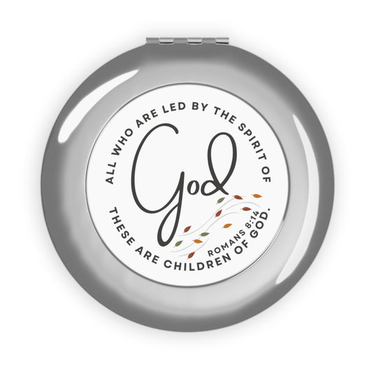 Spirit Lead Me Christian travel mirror by Logos with inspirational Bible verse Romans 8:14 design