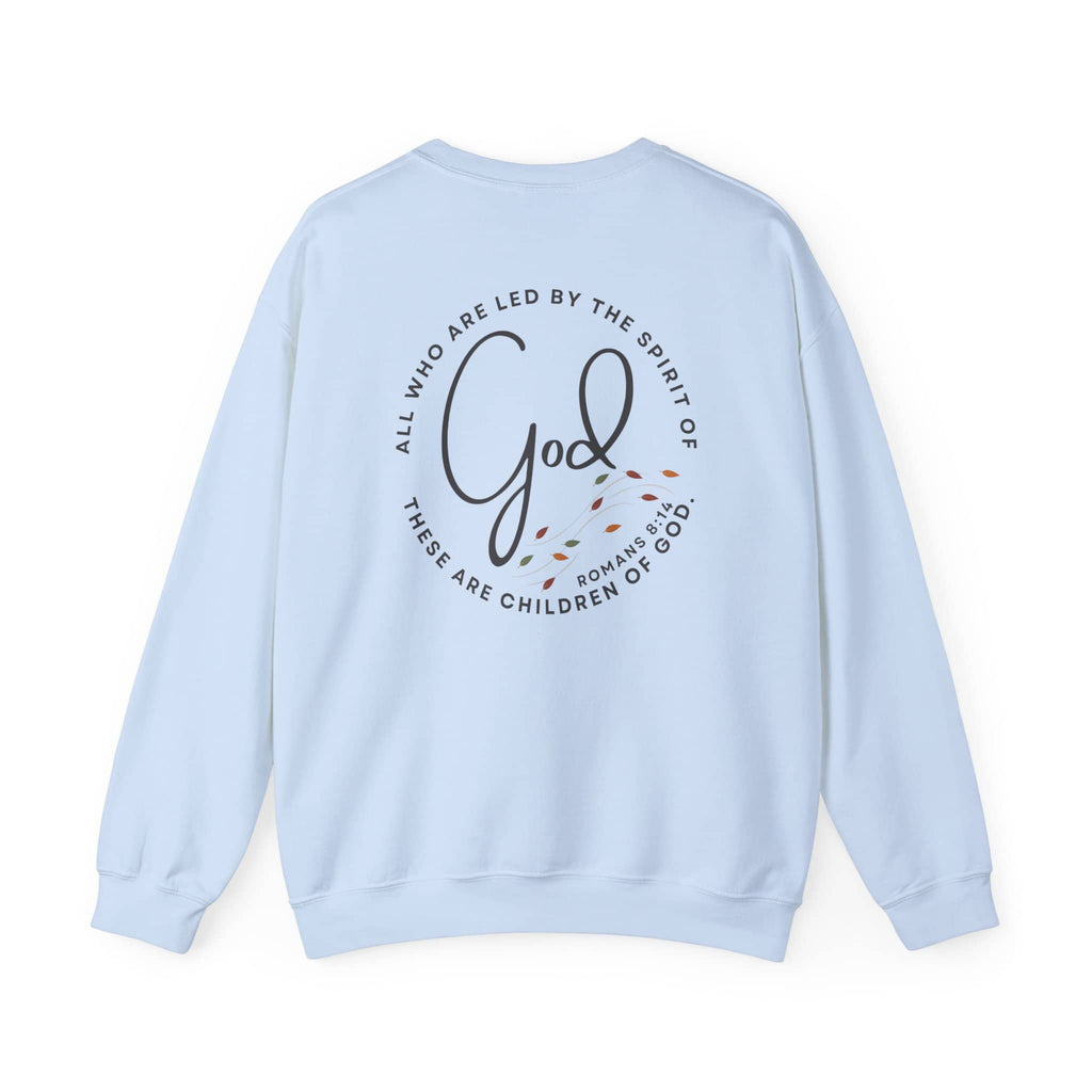 Light blue Christian women's sweatshirt with faith-based scripture design from Logos