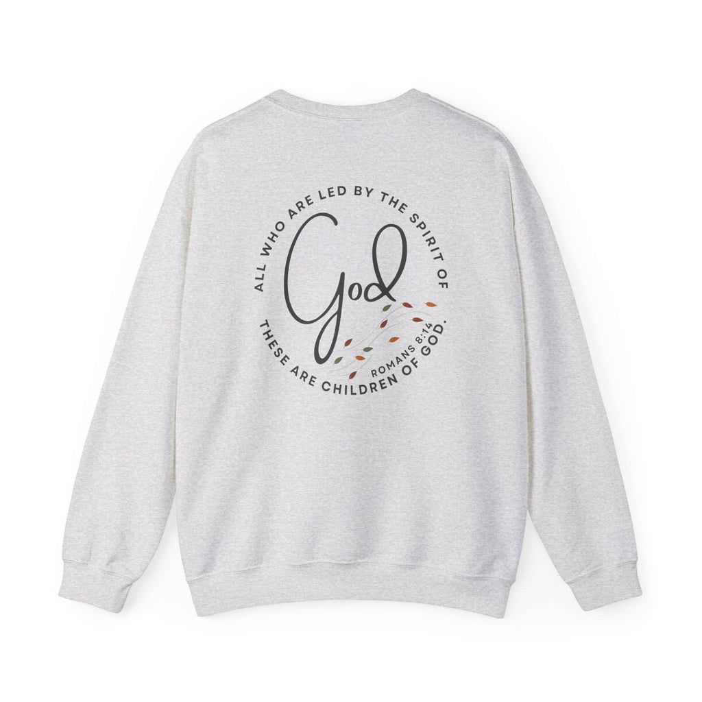 Light gray Christian women's sweatshirt from Logos with God and Bible verse design on back