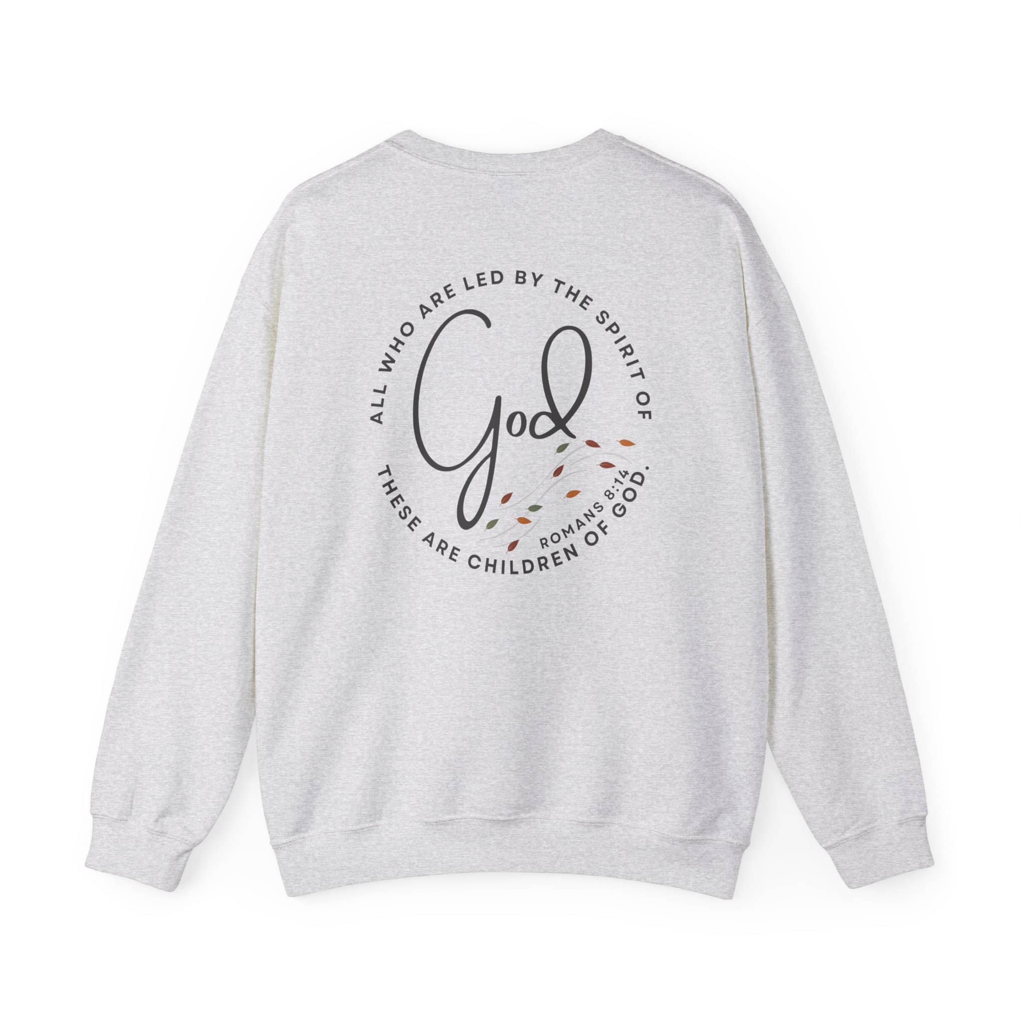 Light gray Christian women's sweatshirt from Logos with God and Bible verse design on back