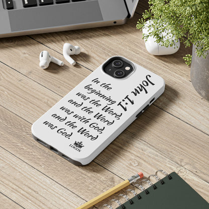 Faith-based tough phone case featuring inspirational scripture design for strong protection
