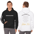 For God So Loved hoodie in black and white featuring biblical text and stylish designs