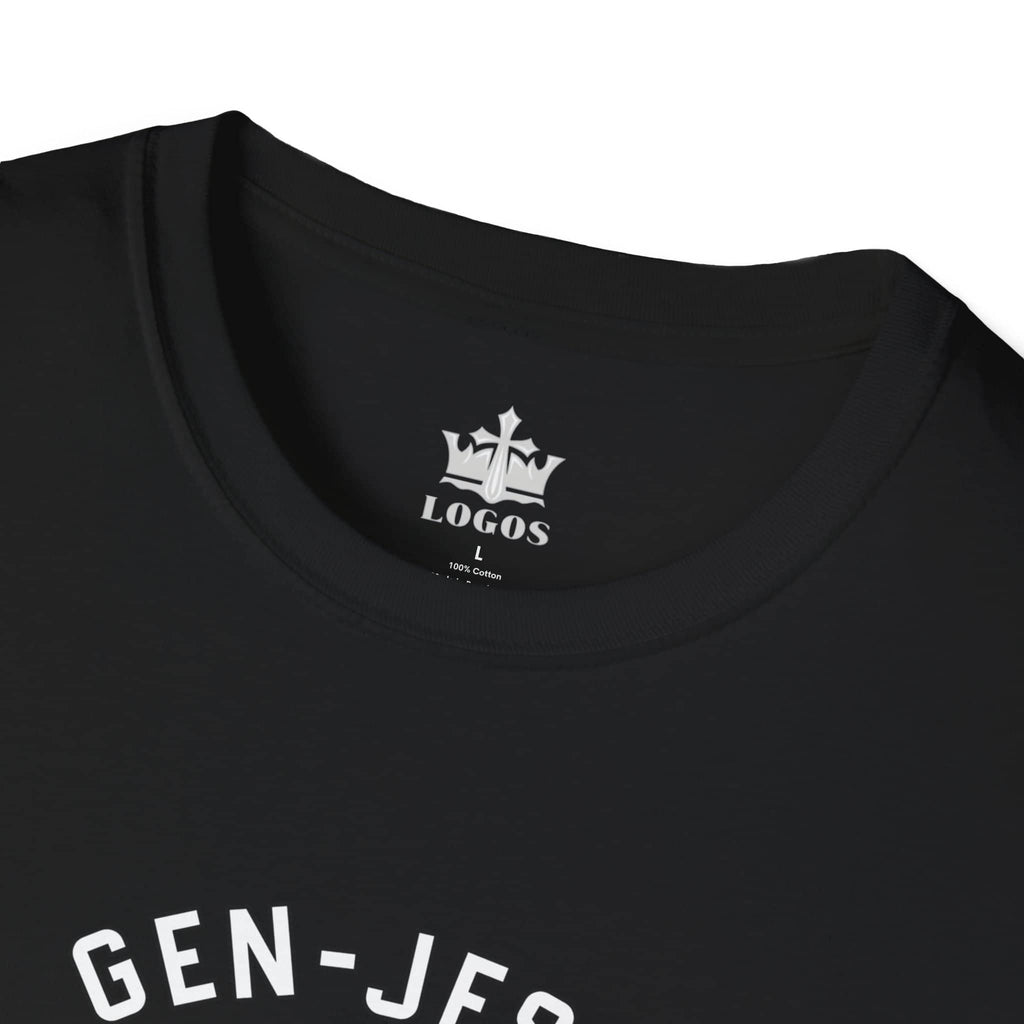 Gen-Jesus Retro 'Generation Jesus' T-Shirt in black with front view and logo detailing