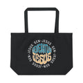 Canvas tote bag displaying 'Generation Jesus' in colorful text on a black background, front view