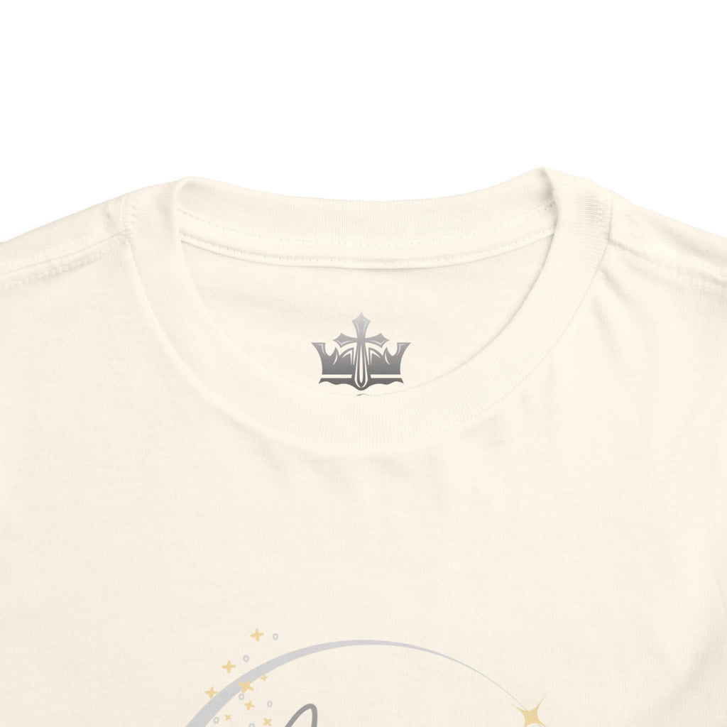 Logos girls scripture tee white cotton crew neck close-up showing soft fabric and collar