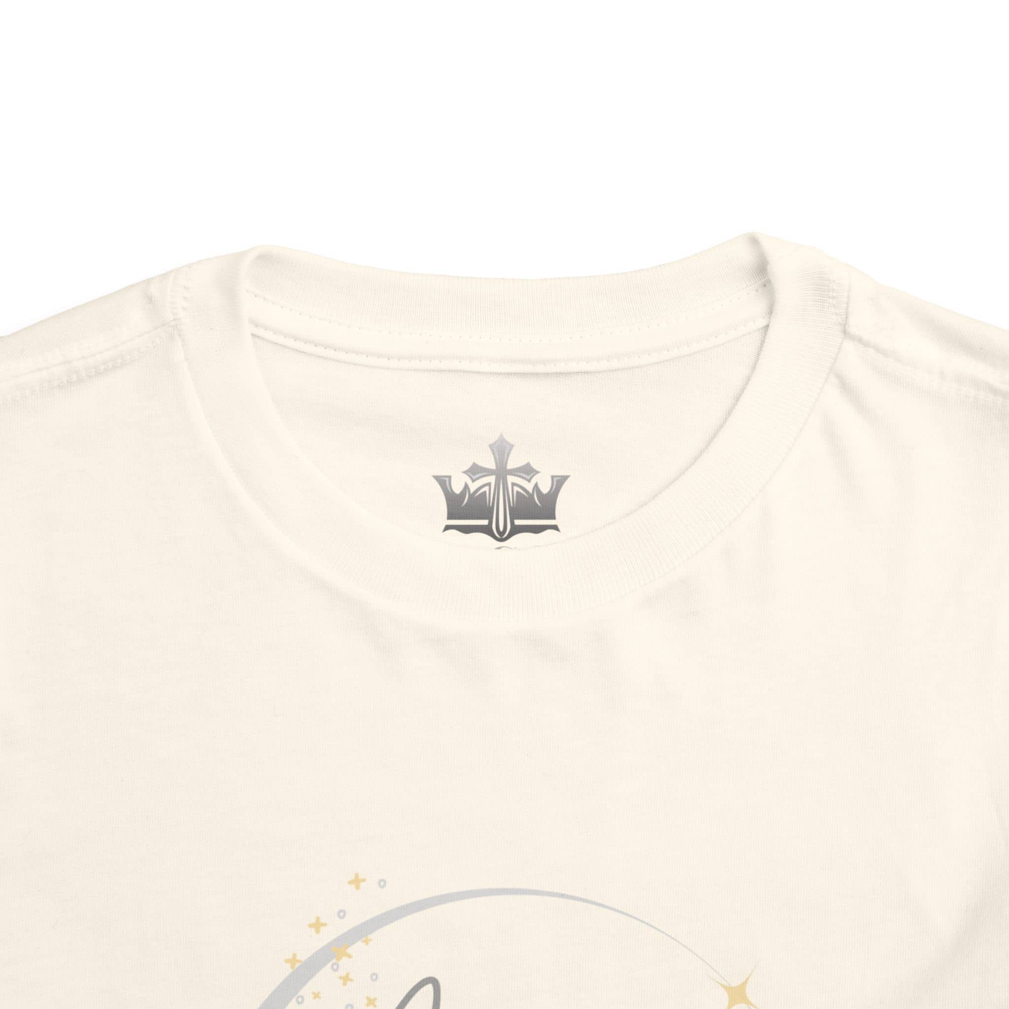 Logos girls scripture tee white cotton crew neck close-up showing soft fabric and collar