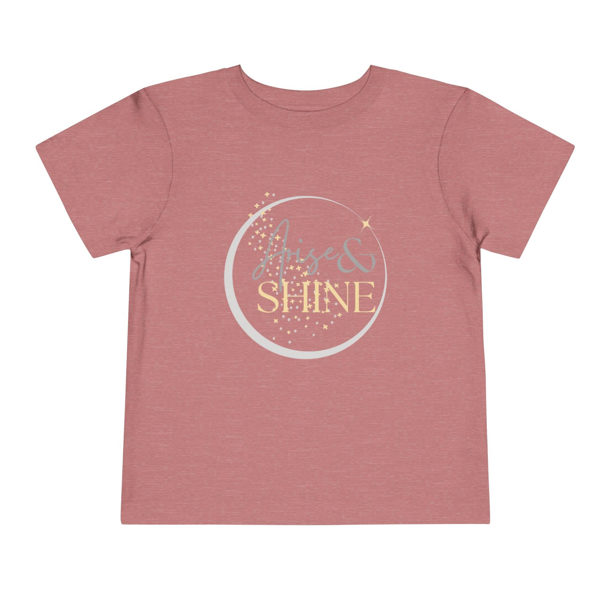 Logos girls scripture tee in dusty pink with Arise and Shine text and star design