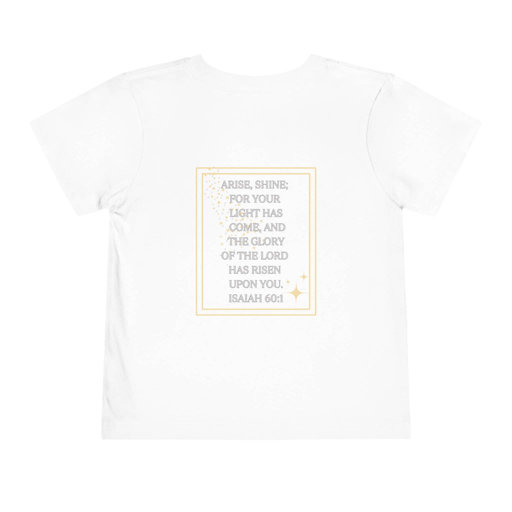 White girls scripture tee with gold scripture design on back from Logos kids clothes