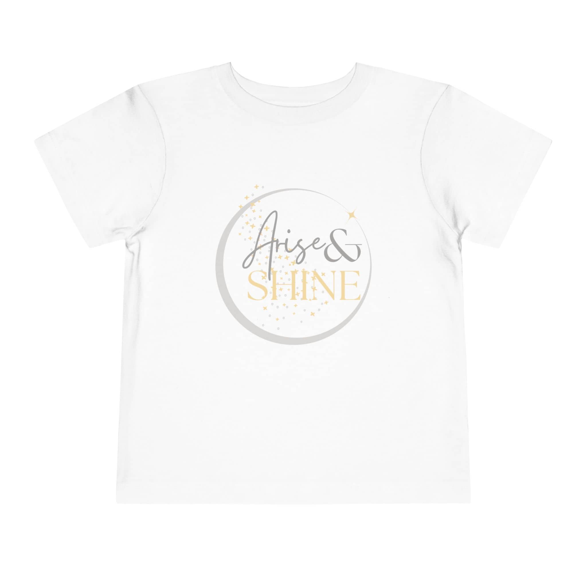 White girls scripture tee from Logos with Arise and Shine scripture design for kids