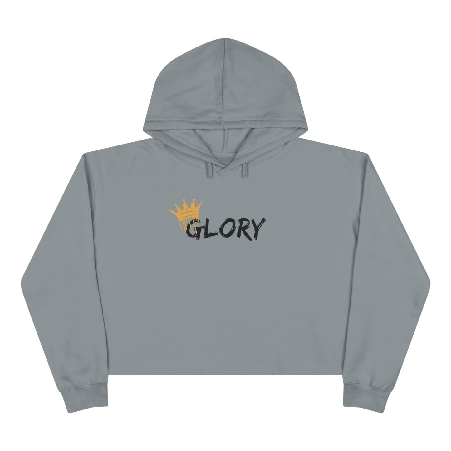 Gray Glory crop hoodie Christian fashion with stylish crown design and cozy fit for casual wear