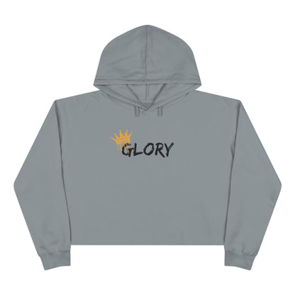 Gray Glory crop hoodie Christian fashion with stylish crown design and cozy fit for casual wear