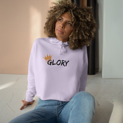 Glory crop hoodie Christian fashion in pastel purple with crown design, perfect for casual wear