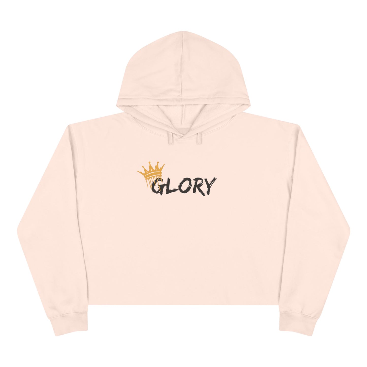 Glory crop hoodie Christian fashion in light pink with a crown graphic design