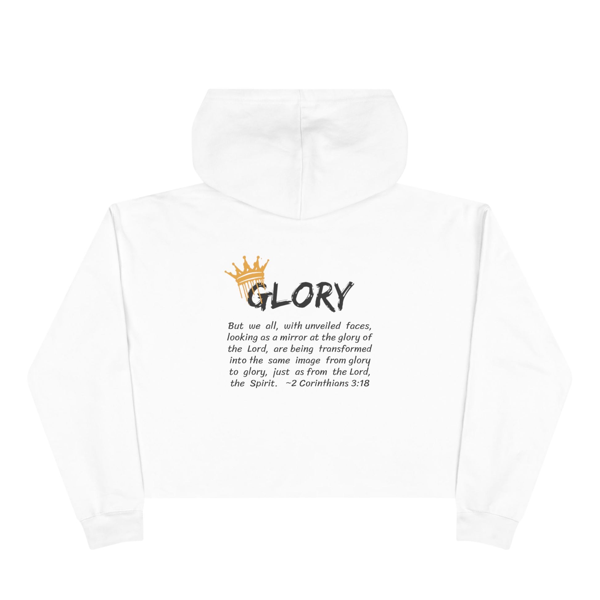 Glory crop hoodie Christian fashion with scripture design for stylish faith expression