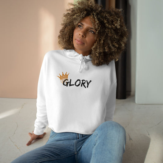 Glory crop hoodie Christian fashion featuring a stylish crown design and soft fabric for casual wear