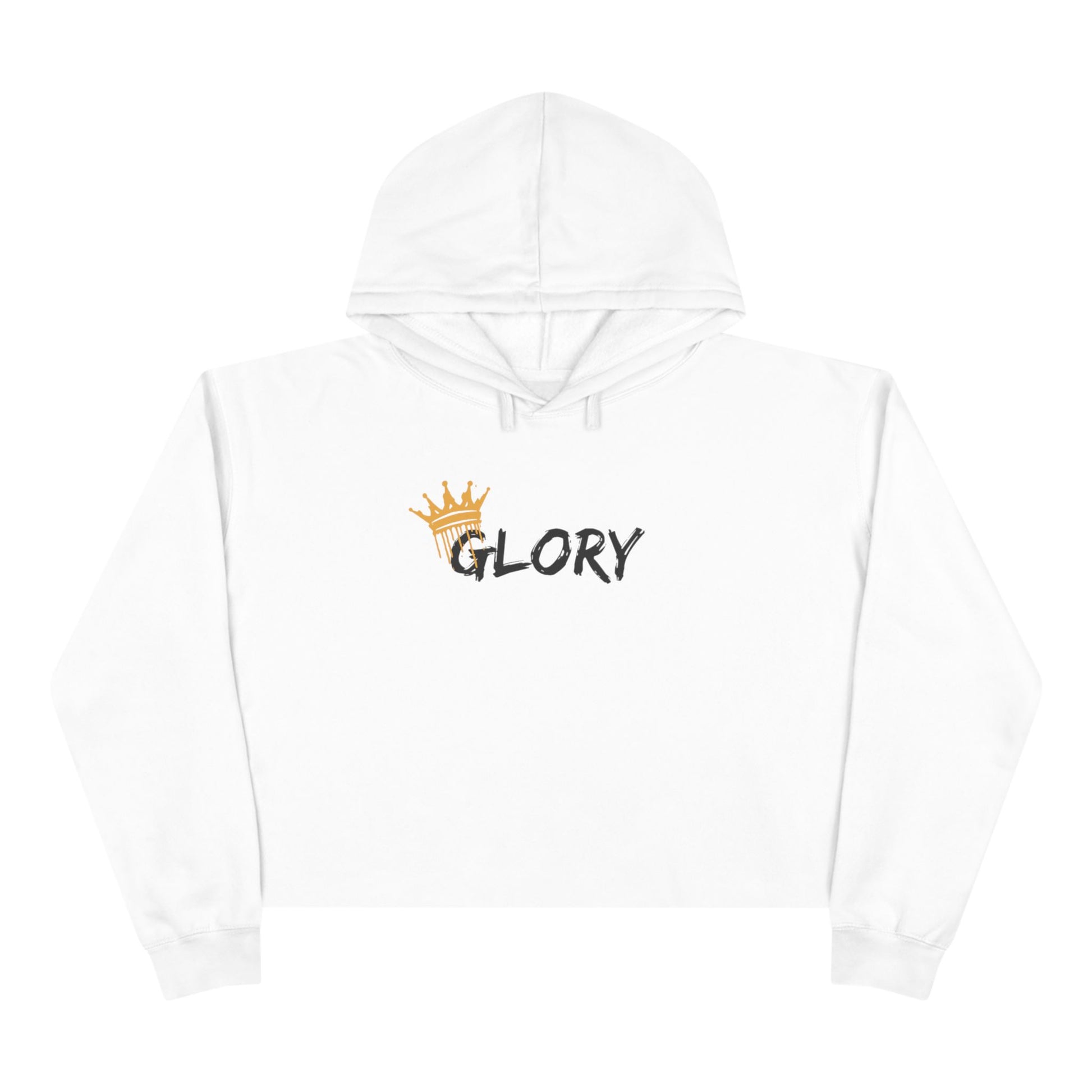 White Glory crop hoodie Christian fashion with crown design and stylish fit for casual wear