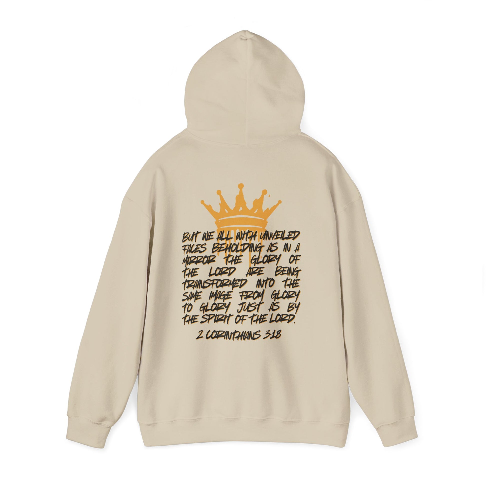 Logos Co. Glory to Glory hoodie in beige with scripture and crown graphic on the back