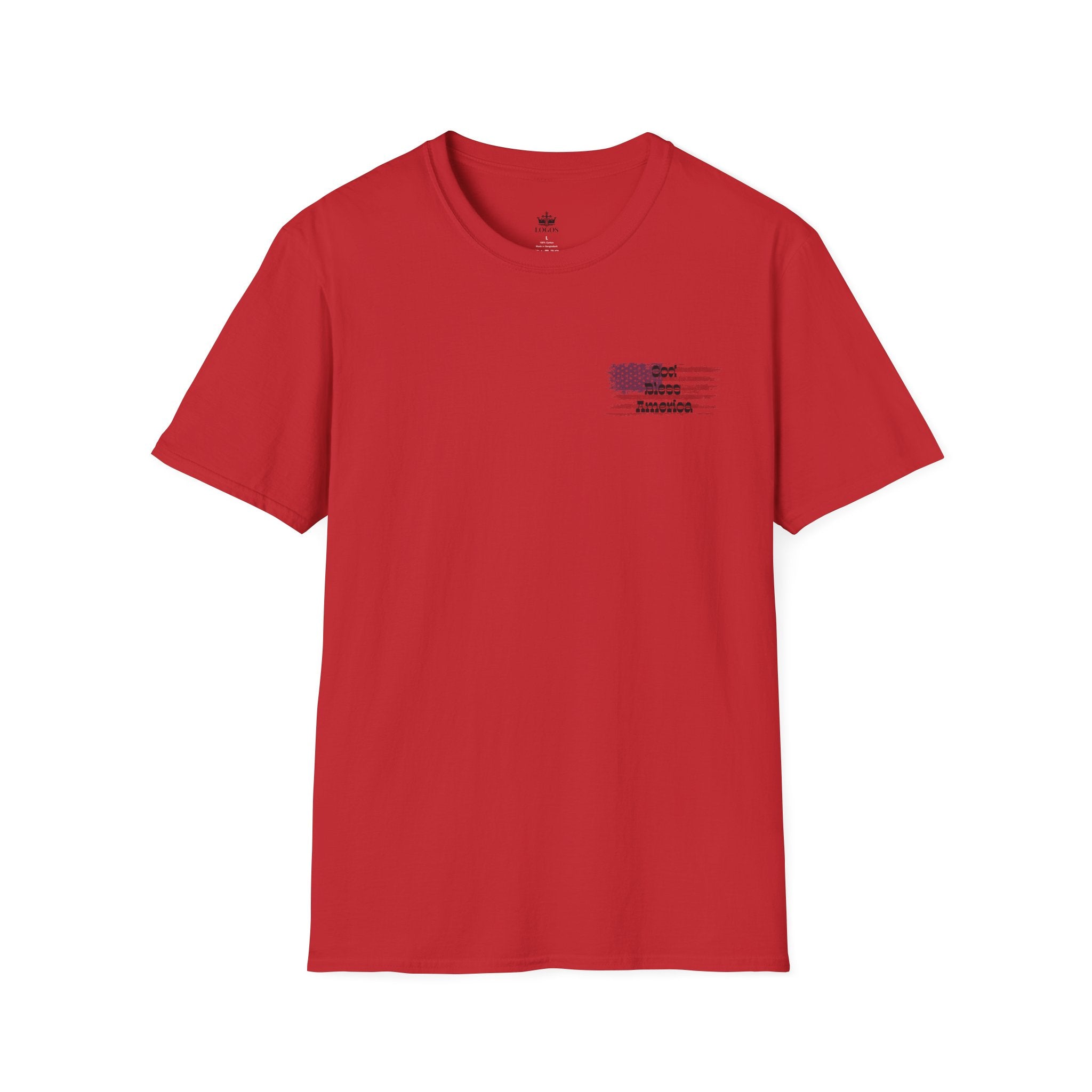 God & Country Proud T-Shirt in red with front graphic for patriotic wear