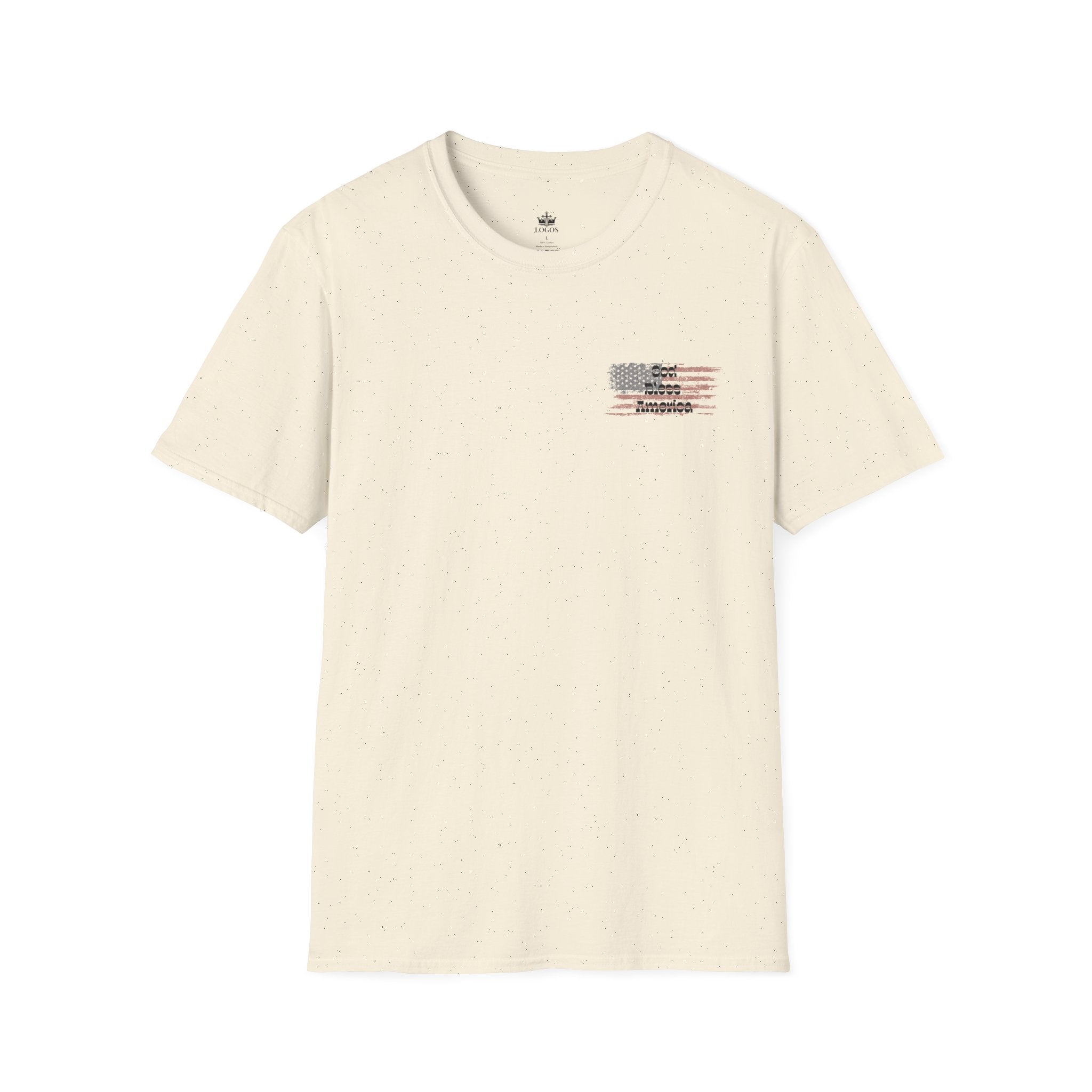 God & Country Proud T-Shirt in cream color with printed flag design on the front