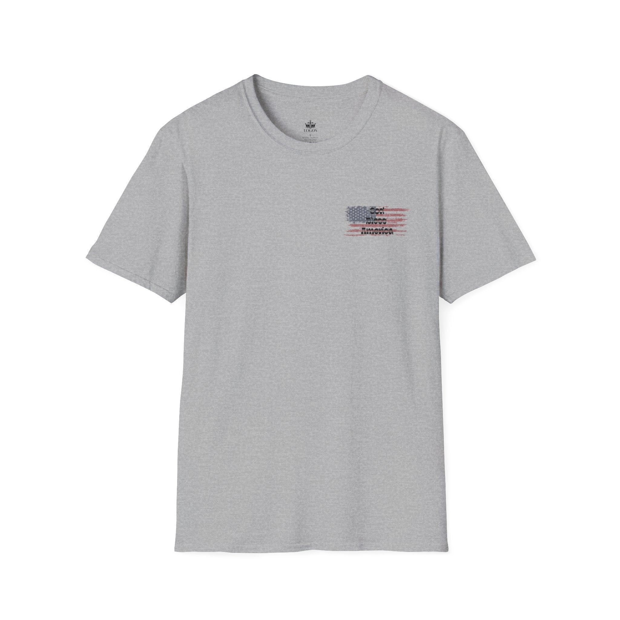 God & Country Proud T-Shirt in gray with patriotic design on the front