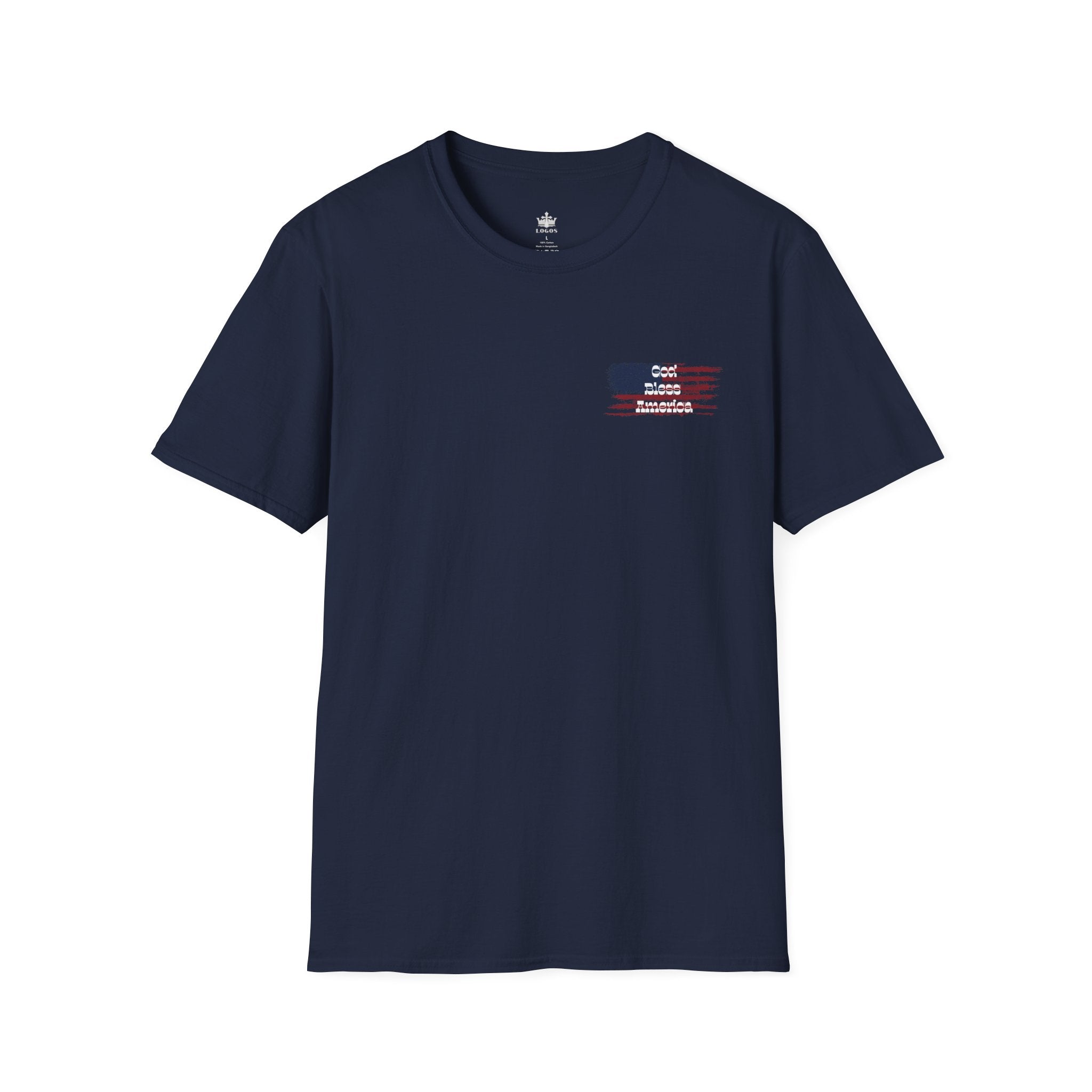 God & Country Proud T-Shirt in Navy with American Flag Design on Front
