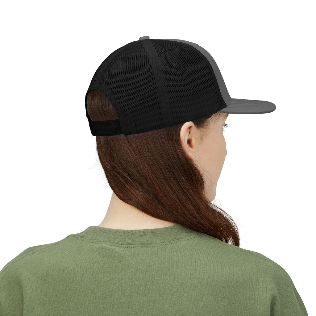 God & Country Trucker Cap in black with mesh back view for casual outdoor wear