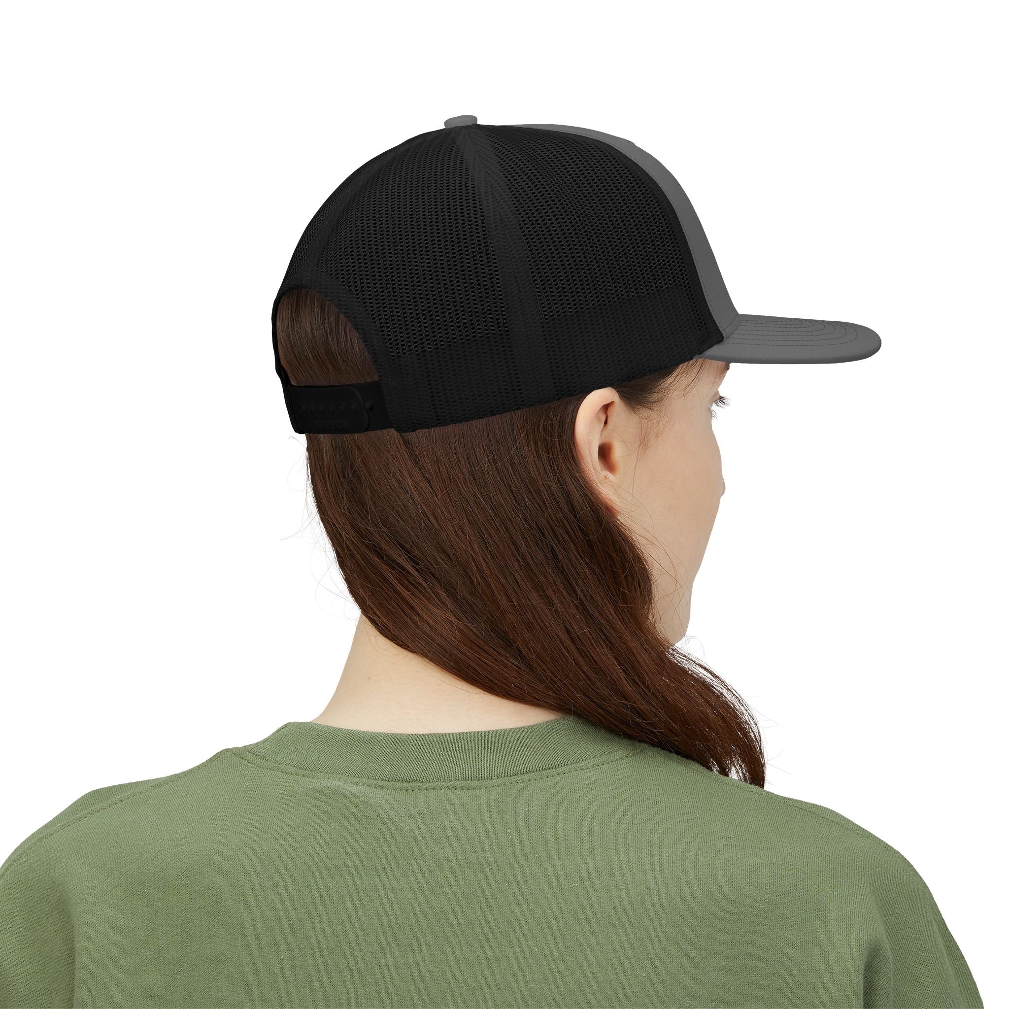 God & Country Trucker Cap in black with mesh back view for casual outdoor wear