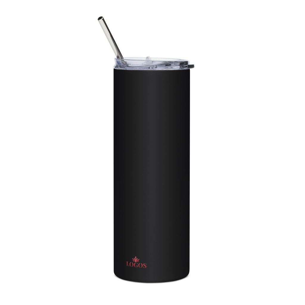 Black stainless steel God & Country Tumbler with a clear straw for stylish hydration