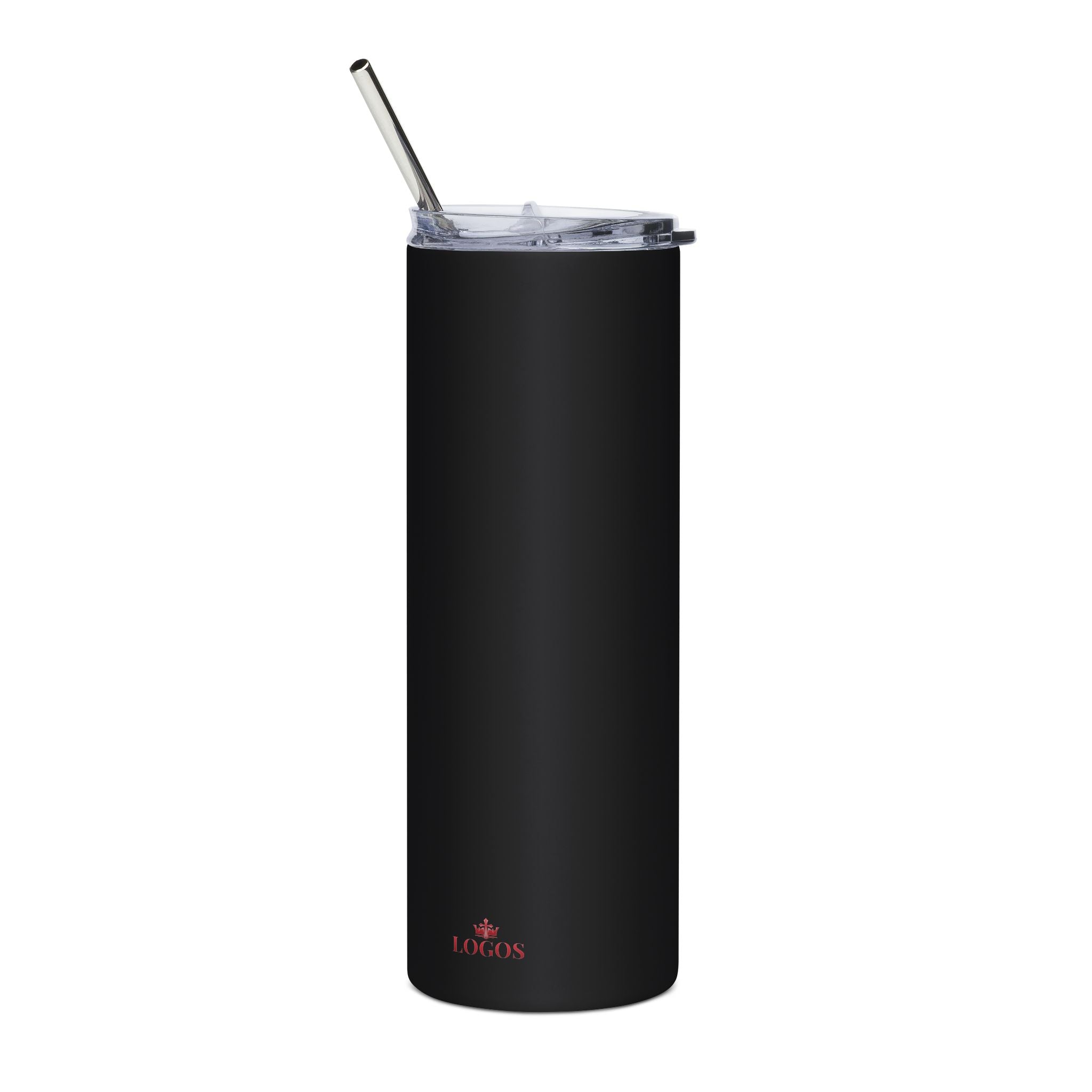 Black stainless steel God & Country Tumbler with a clear straw for stylish hydration
