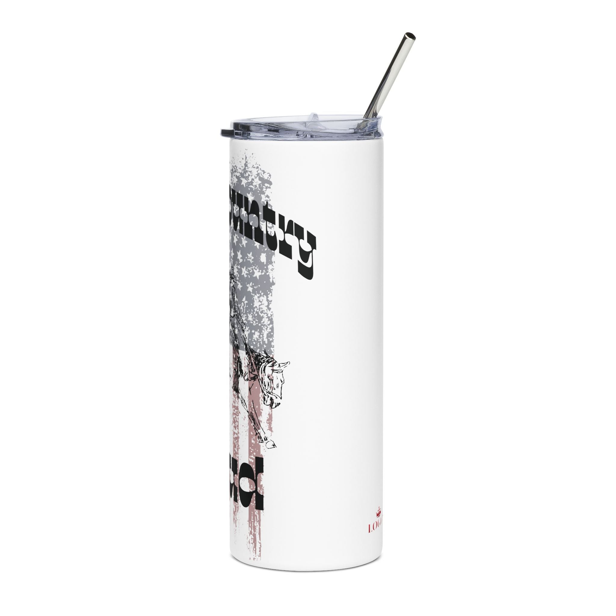 God & Country Tumbler in white with patriotic design featuring an American flag