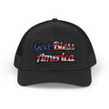 Black God Bless America Cap with Bold Text and Mesh Back for Patriotic Style