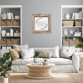 Grateful Thankful Blessed Matte Canvas Wall Art Neutral Home Decor in neutral colors, displayed in a living room setting