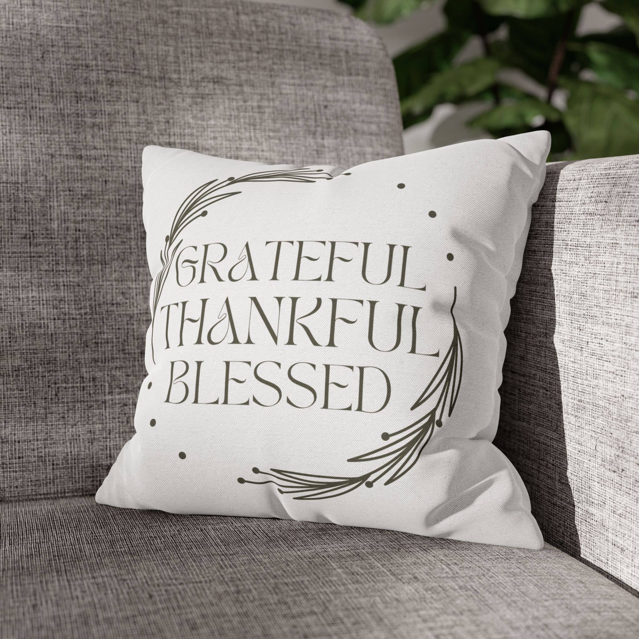 Grateful thankful blessed pillowcase with elegant floral design for home decor