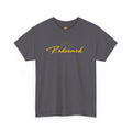 Gray Ephesians 1:7 inspirational shirt with 'Redeemed' text and sunburst design