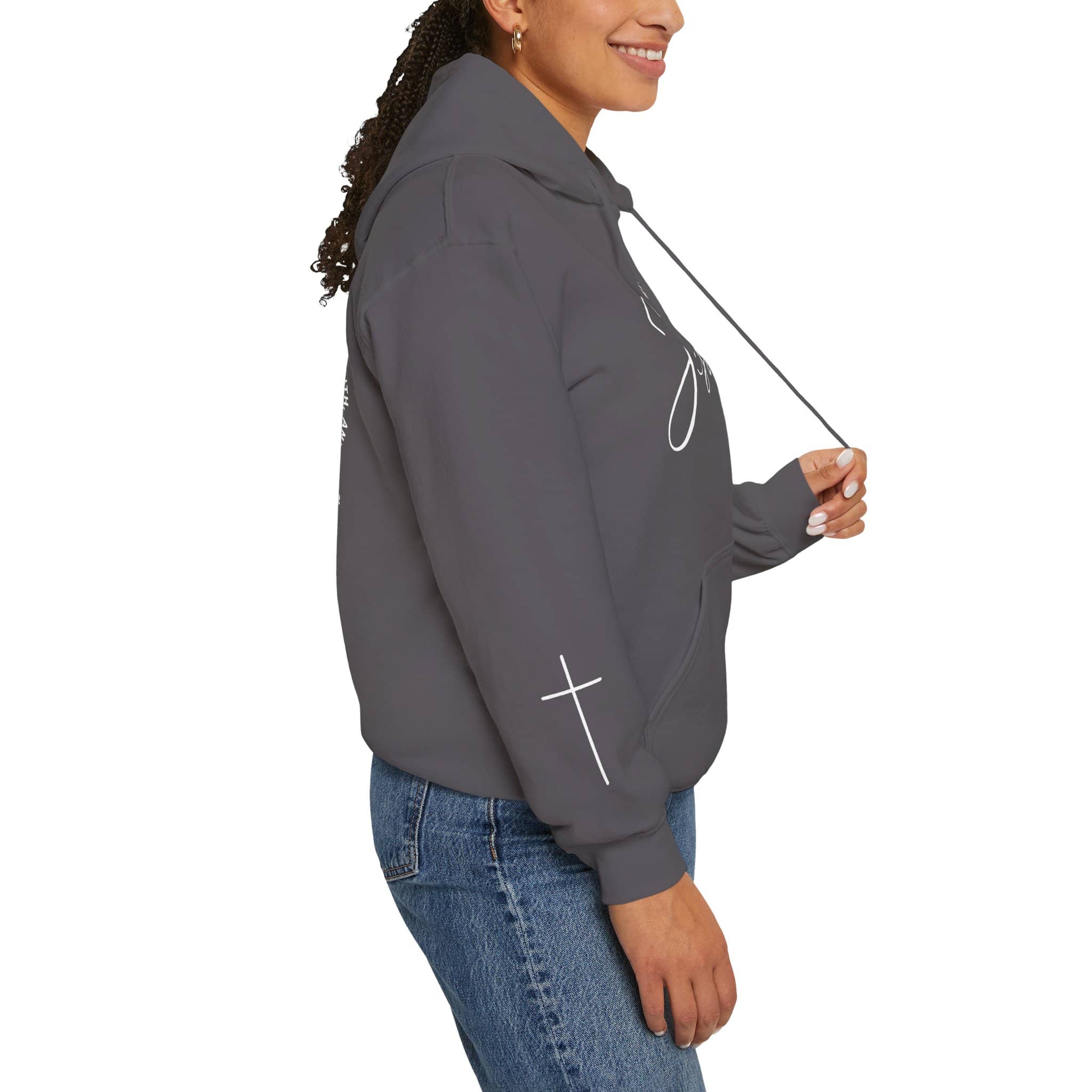 Gray Jesus: The Way, The Truth, The Life hoodie with stylish design and adjustable drawstrings