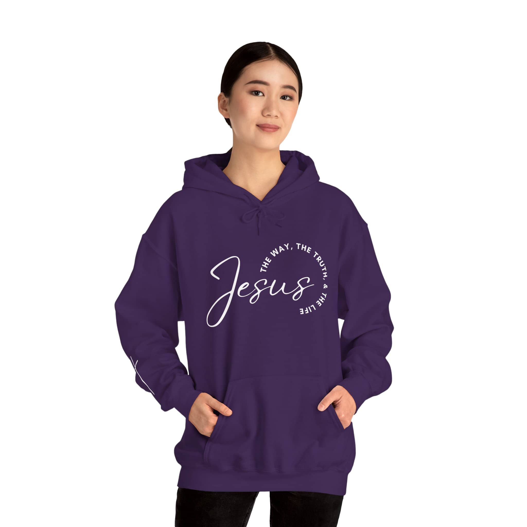 Purple Jesus: The Way, The Truth, The Life hoodie for comfortable everyday wear