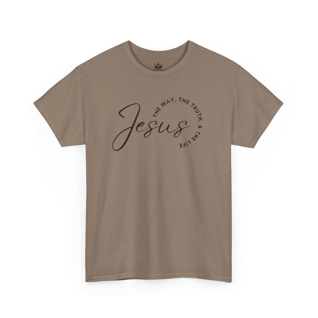Jesus the Way the Truth the Life shirt in brown with stylish typography design