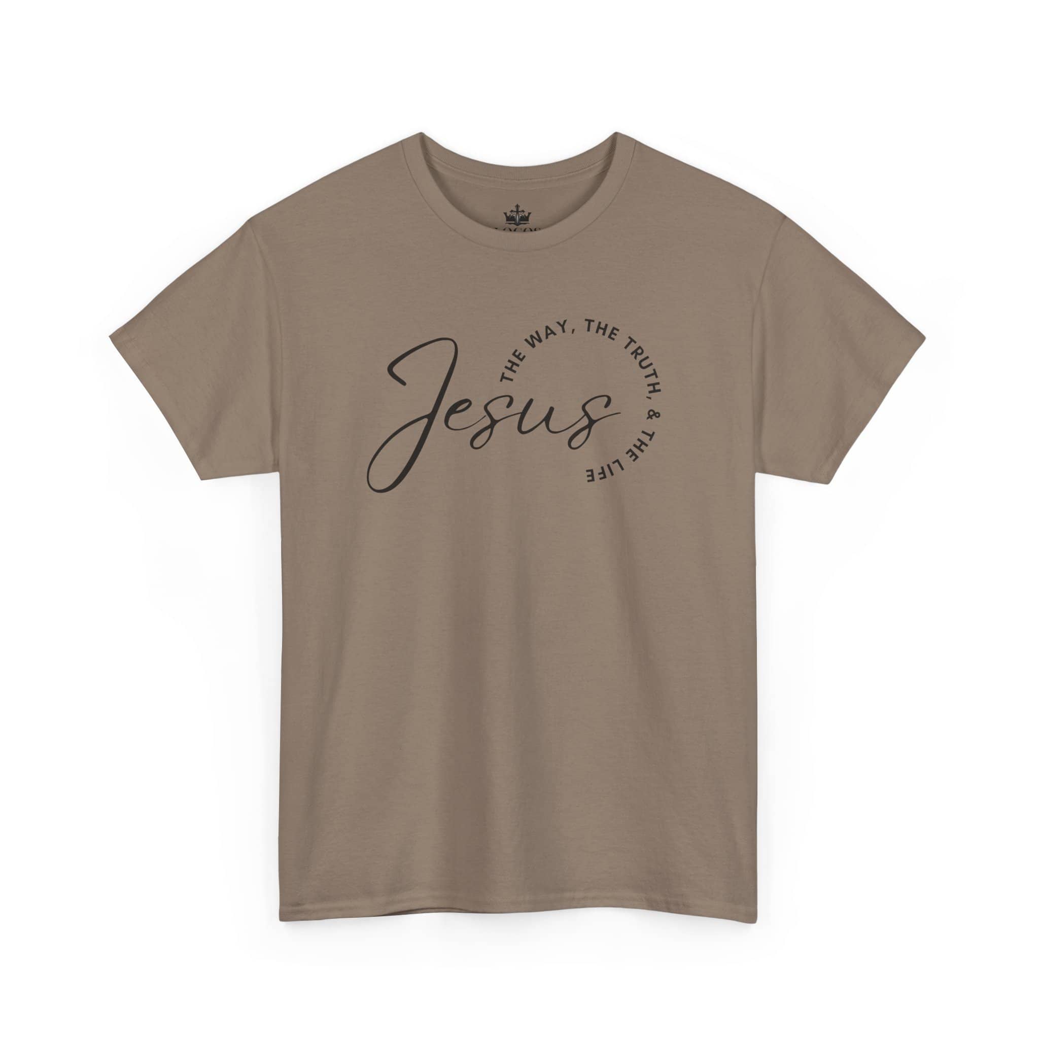 Jesus the Way the Truth the Life shirt in brown with stylish typography design