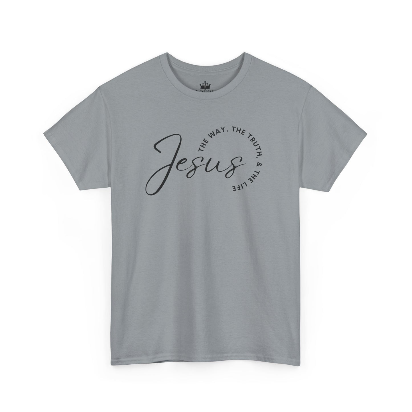 Gray Jesus the Way the Truth the Life shirt with stylish curved text design