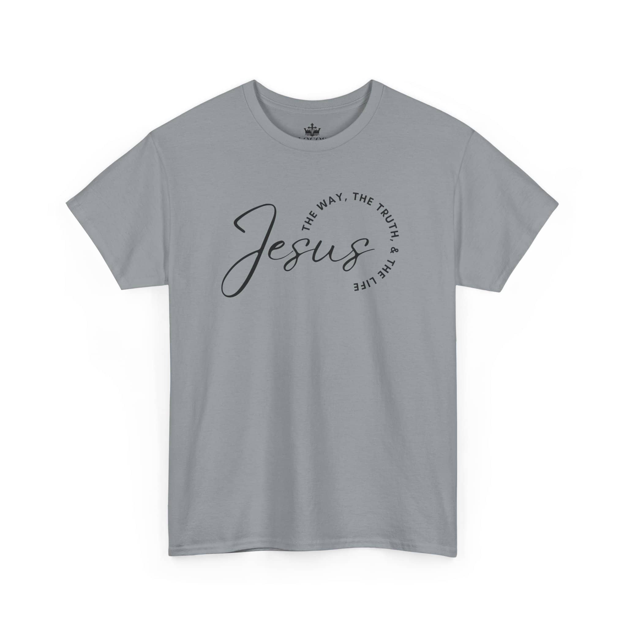 Gray Jesus the Way the Truth the Life shirt with stylish curved text design