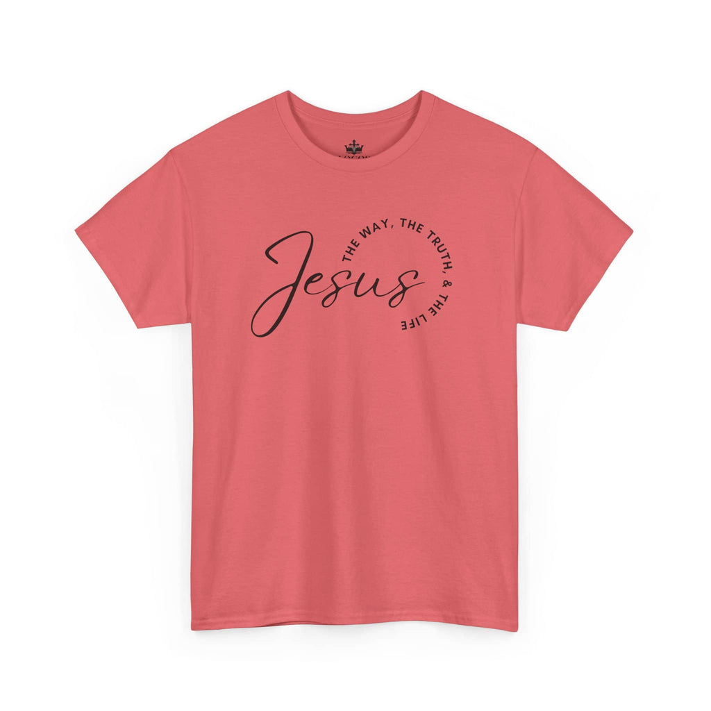 Coral Jesus the Way the Truth the Life shirt with modern typography for casual wear