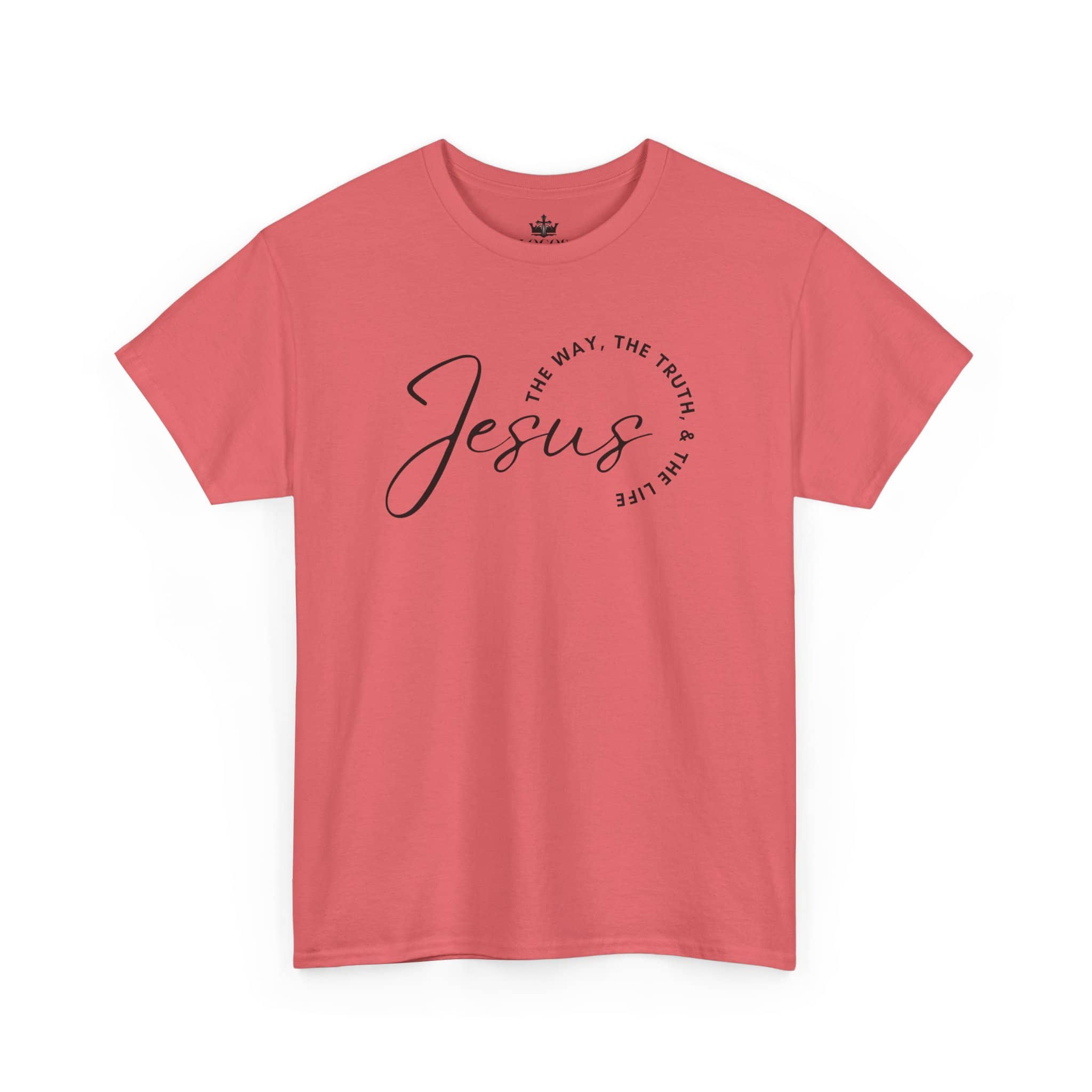 Coral Jesus the Way the Truth the Life shirt with modern typography for casual wear