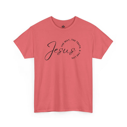 Coral Jesus the Way the Truth the Life shirt with modern typography for casual wear