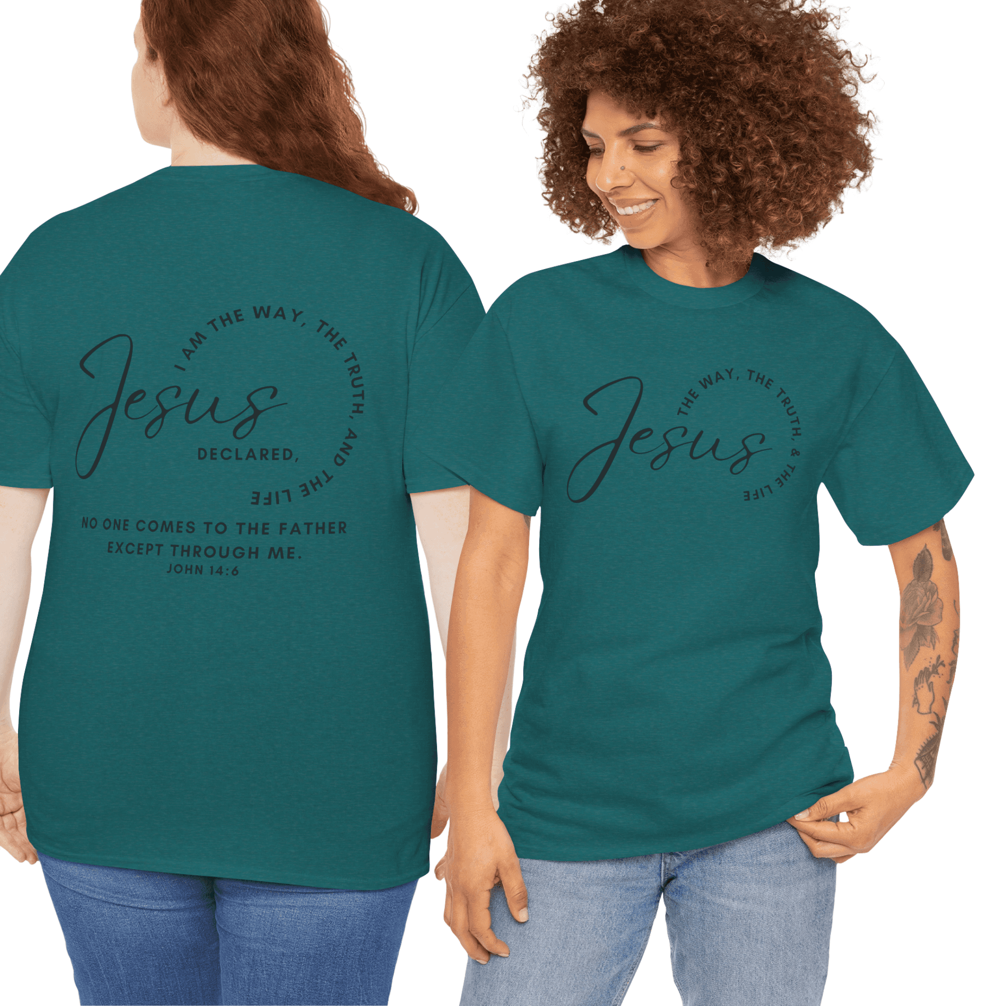 Teal Jesus the Way the Truth the Life shirt featuring a stylish graphic design for casual wear