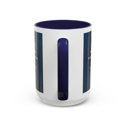 White and navy John 5 24 scripture mug with handle and scripture design by Logos Co. 