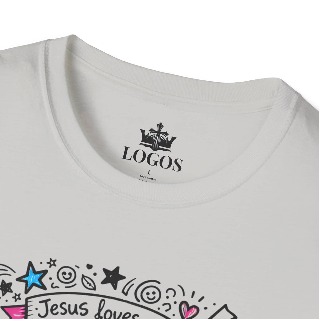 Junior Girls Cross Doodle Tee Fearfully & Wonderfully Made T-Shirt in white featuring colorful doodles