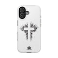 Cross Design Magnetic Impact-Resistant Phone Case with a black cross on a white background, front view