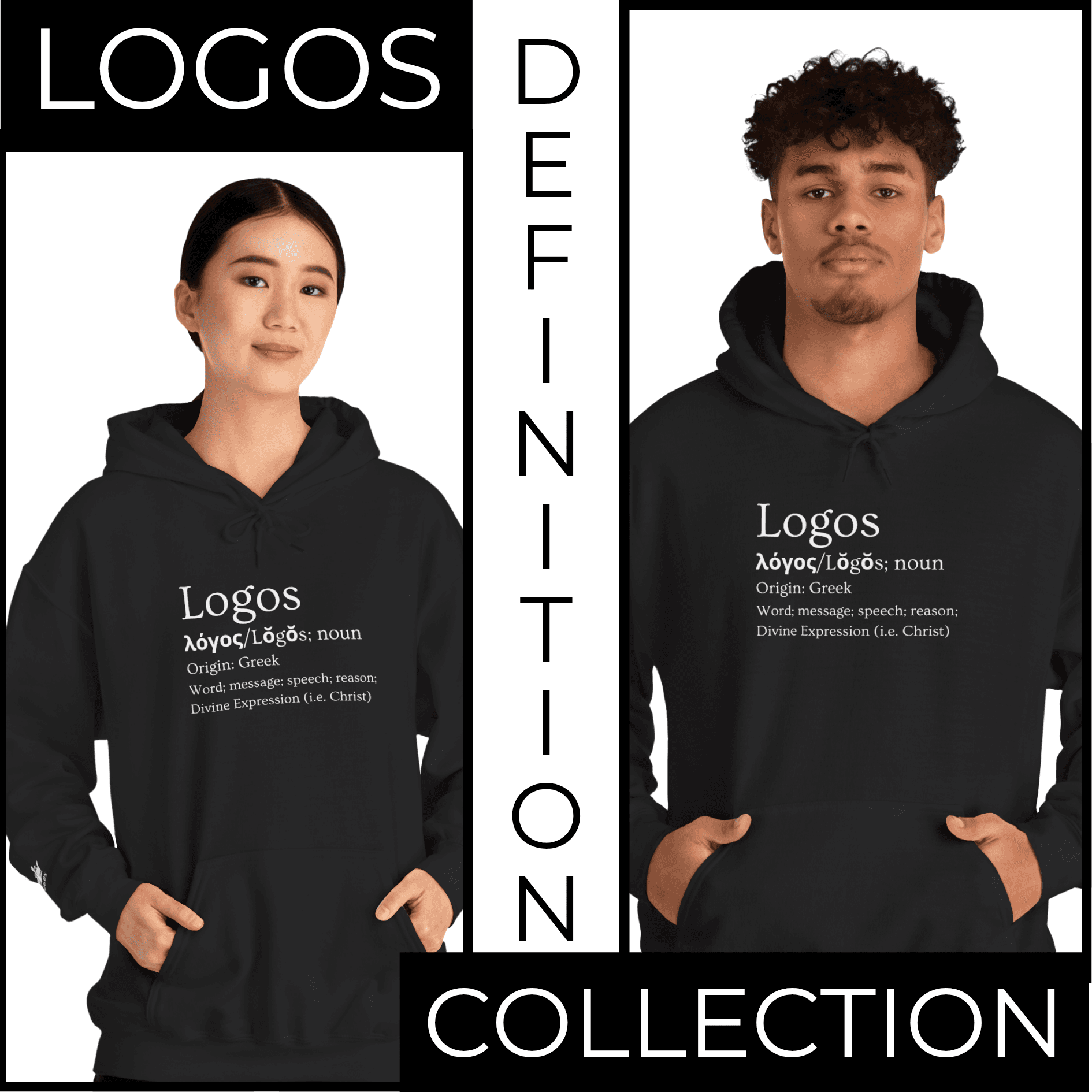 Logos Definition hoodie featuring a stylish design with Greek lettering for a trendy casual look