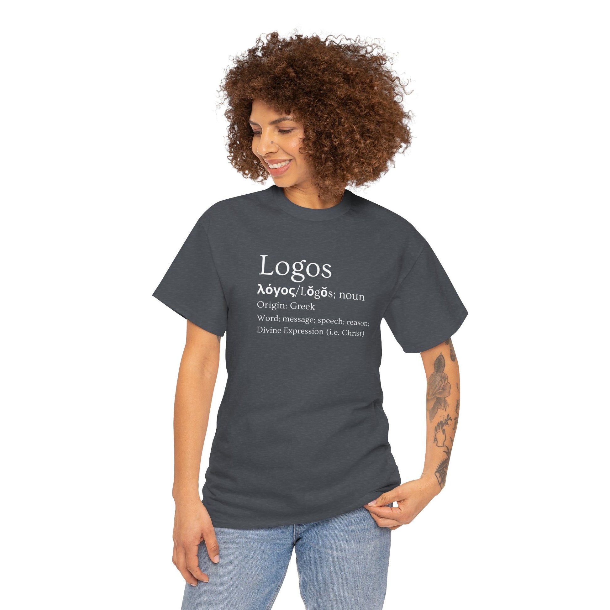 Logos definition shirt featuring a stylish design with Greek origin text and meaning